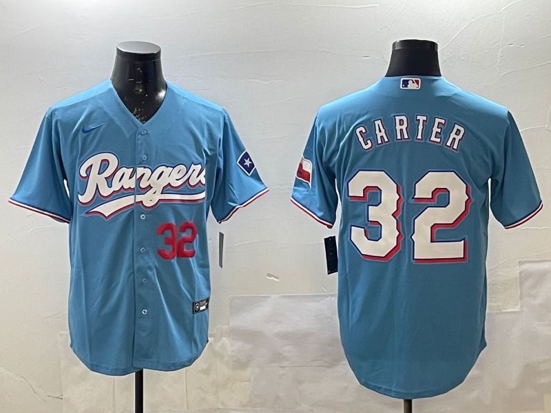 Men Texas Rangers #32 Carter Light Blue Game 2025 Nike MLB Jersey style 6